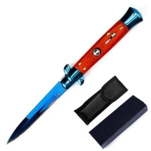Red Wood Blue Titanium Stiletto Knife product image