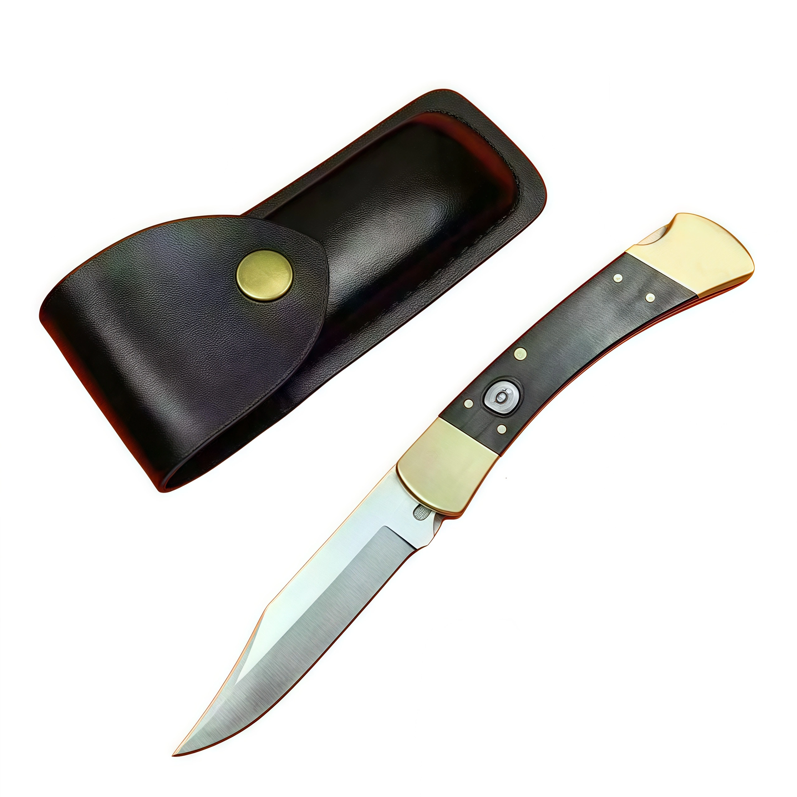 0cf4251ca221ee0dddfe4becb2dfd530_副本.webp 8 Inch Brass & Sandalwood Folding Knife with Leather Sheath
