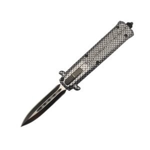 4.15 Inch Italian Stiletto Knife – Dual Action OTF (Silver)