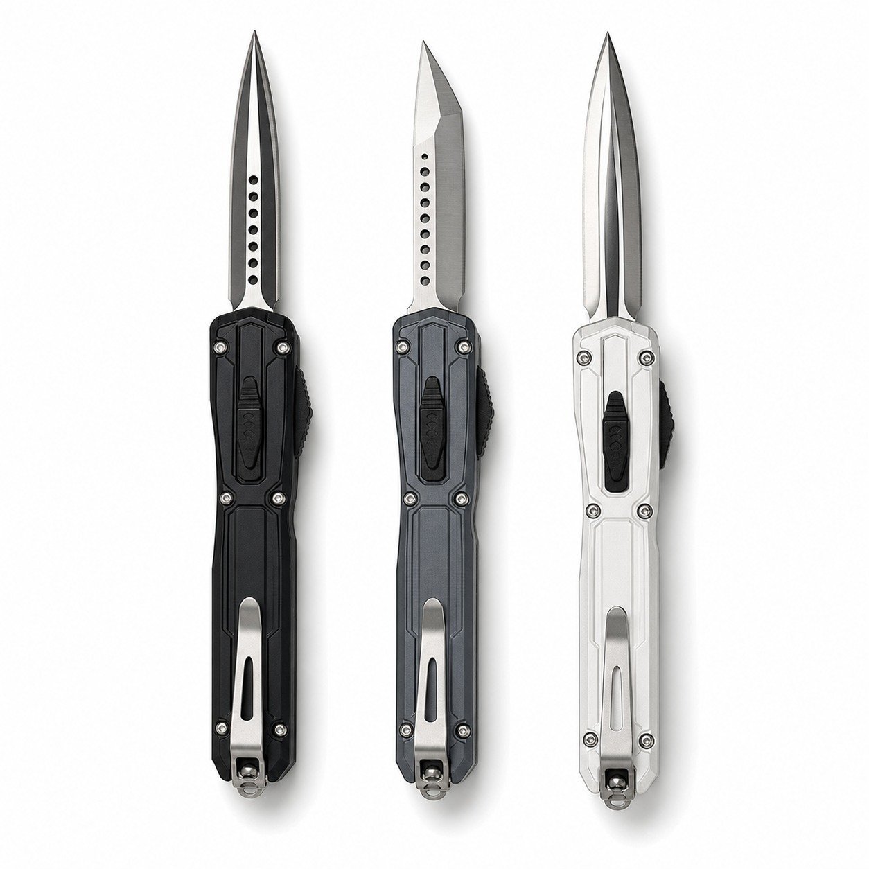 45944-main-white-clean.jpg Microtech UT-EX OTF Knife with Dagger-Logo Pocket Clip